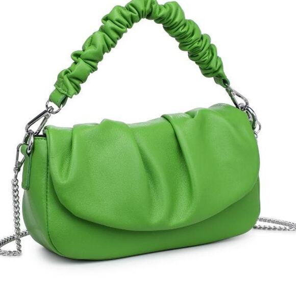 Meadow Vegan Leather Crossbody Chain Strap Citron Green - Picture 3 of 12